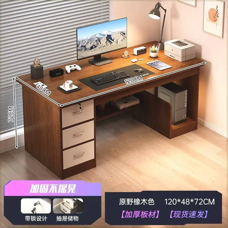 مكتب كمبيوتر خشبي بتصميم عملي 